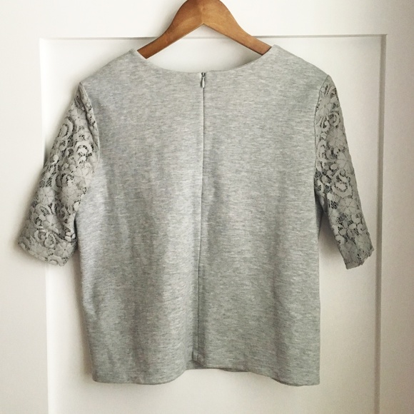 Ann Taylor LOFT Floral Lace Sleeve Blouse, M - Picture 2 of 5